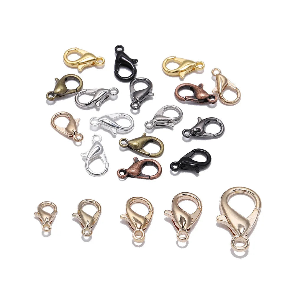 Lobster Clasp Hooks Plated Metal Lobster Clasps for Jewelry Findings Making DIY Necklace Bracelet Chain Accessories