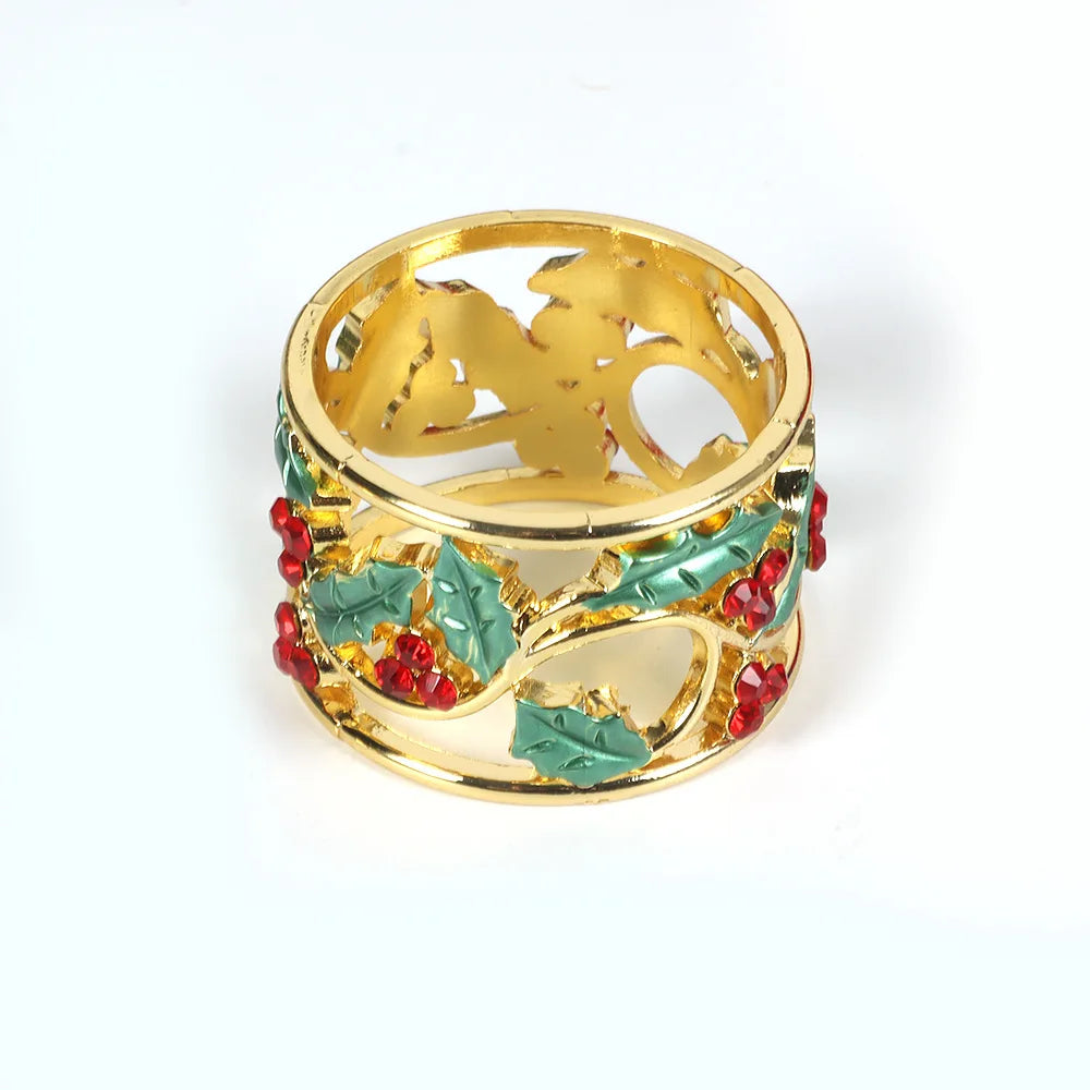 Christmas China-Chic Vintage Hollow Out Diamond Set Napkin Ring Creative Color Diamond Round Napkin Button