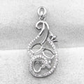 Sterling Silver 4*6mm Semi Mount Pendant Empty Frame Blank Support Setting S925 Base Holder Without Center Stone for DIY Inlay
