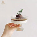 Simple Glass Dessert Bowl Yogurt Cup High Foot Ice Cream Bowl Cup 220ml Transparent Glass Cups