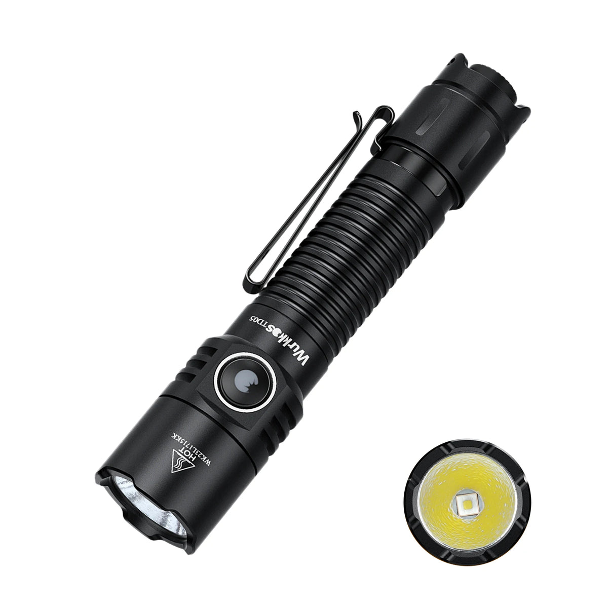 Wurkkos TD05 Powerful 1800lm Throw 373M 18650 Rechargeable Tactical Flashlight with Side &Tail Switch Waterproof EDC Torch