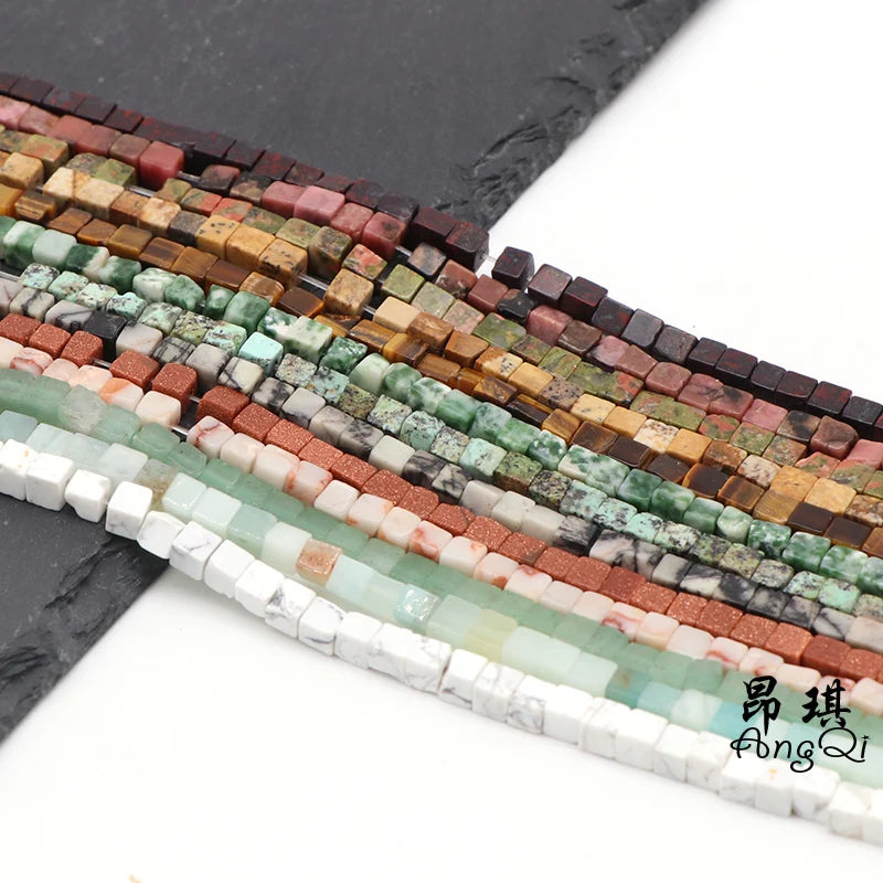 Wholesale Cube Shape Natural Loose Agate tiger Eye Stone Strand Beads 4x4mm Square Cubic Stone Beads for Jewelry Making