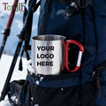 Topjlh Sublimation Blank Stainless Steel Mug with Carabiner Handle Lightweight for Camping Hiking Outdoor Adventures