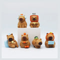 6 Piece Set Mini Resin CapybaraCapybara Figurines Miniature Animal Desktop Tabletop Craft Decor for Garden Accessories Capybara