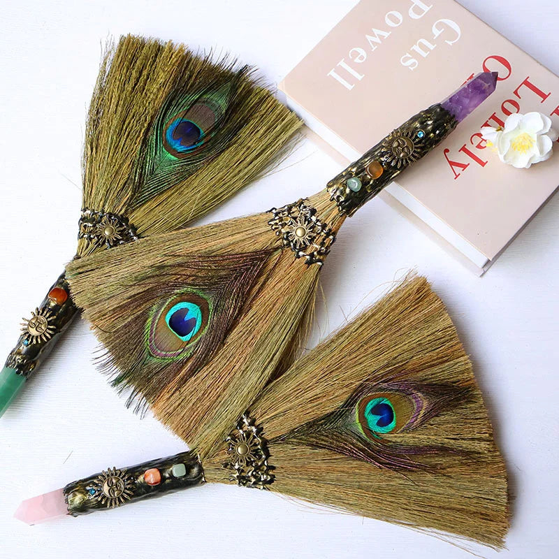 Hot-sale Natural Crafts Tower Raw Crystals Healing Stones Amethyst Magic Broom Wands for Gifts