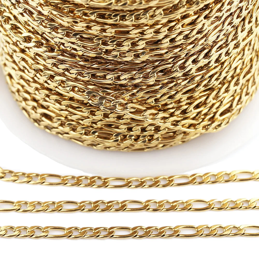 Stainless Steel 1:3 NK Chain Roll for Jewelry Making Wholesale Chain Selling by Meter Fine Necklace & Bracelet Making