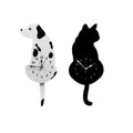 Acrylic Wall Clock Cute Wagging Tail Cat Dog Design Living Room Wall Decoration Unique Gift Creative Cartoon Scenic Mute DIY
