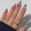 Wholesale Full Cover Short Almond Wave Soft Gel Nail Tip Press on Fake Nails with Glue Supplies for Professionals