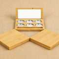 Bamboo Makeup Palette Packaging Empty Eyeshadow Case with Mirror Cosmetic Packaging Box Custom Logo Supplier