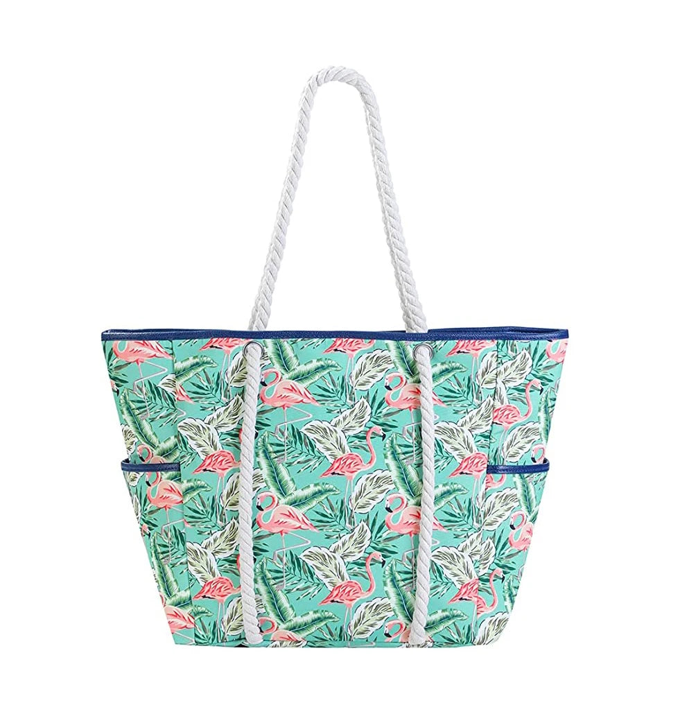 Extra Large Canvas Beach Tote Bag With Pockets Rope Handle Waterproof Travel Tote