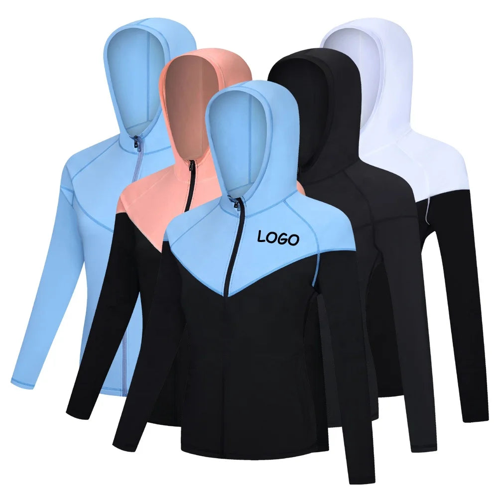 Gym Yoga Shirts Women Zipper Long Sleeve Sport Top Fitness Crop Tops Outdoor Running Cycling Tops Elastic Training Sportswear