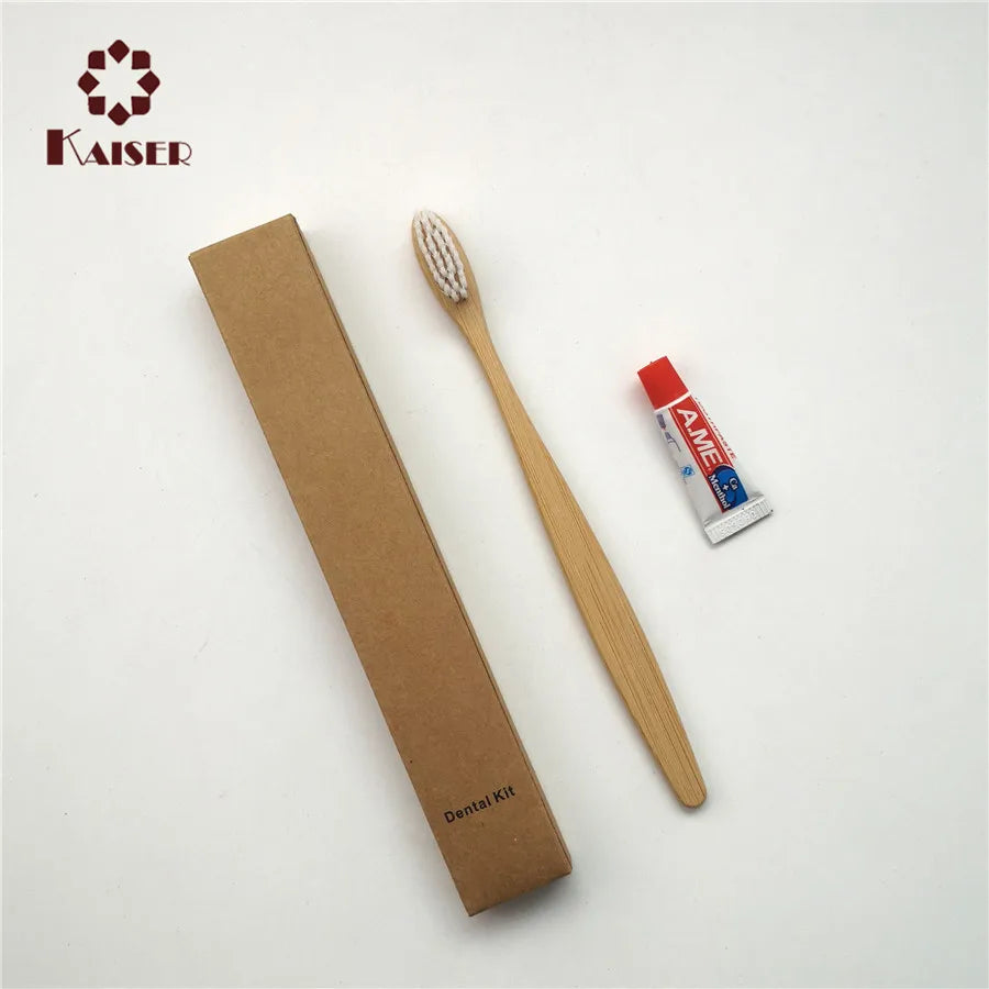 Bamboo Toothbrush With Toothpaste Into Eco Friendly Packing