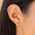 Stainless Steel Gold Plated Trendy Party Initial Letter Stud Earrings for Women Tiny Cute Bubble Design Wholesale