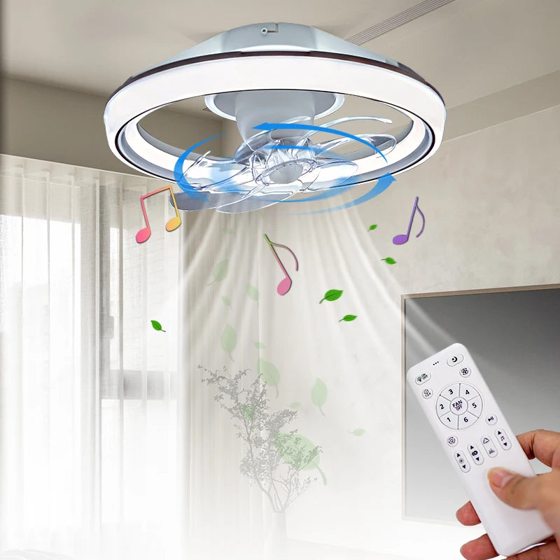 19" RGBW Smart LED Ceiling Fan Chandelier – 2700K-6500K, App & Remote Control – Bedroom – EU Local Stock