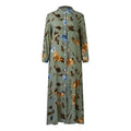 M-5XL Muslim Clothing Large Women's Long Sleeve Fashion Loose Casual Floral Long Dress