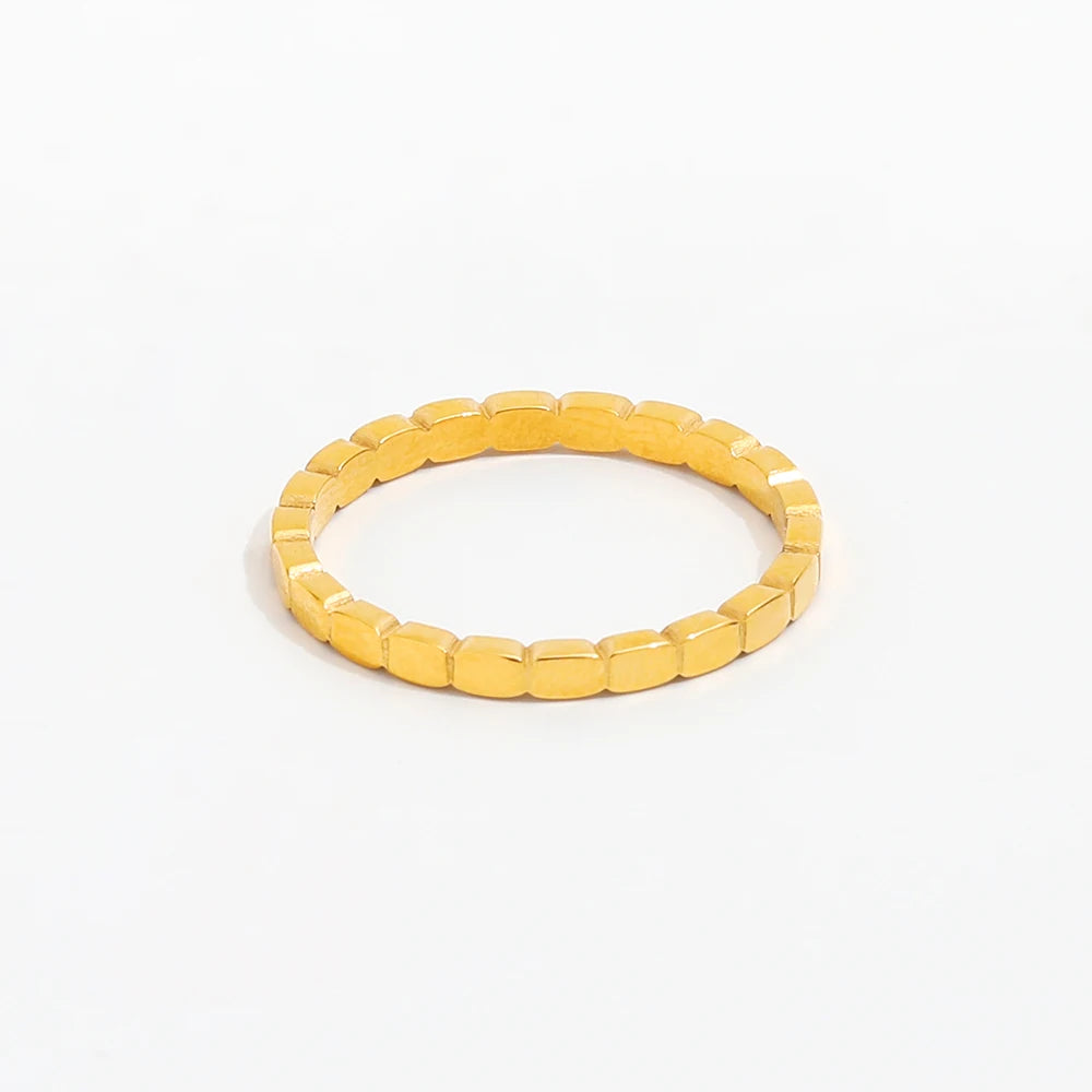 High End 18K Plain Gold Dainty Dot Rings Stainless Steel Trendy Simple Gold Plated Jewelry
