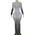 Luxury See Through Crystal Rhinestone Formal Birthday Club Party Dress Women Wedding Gown Long Prom Evening Dress Plus Size