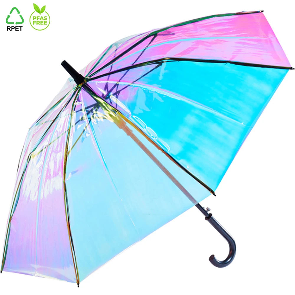 OVIDA  Diamond Shining  Iridescent EVA Plastic Bubble Umbrella Hot Sale Fashion Colorful Shiny Fluorescent Holo POE Umbrella