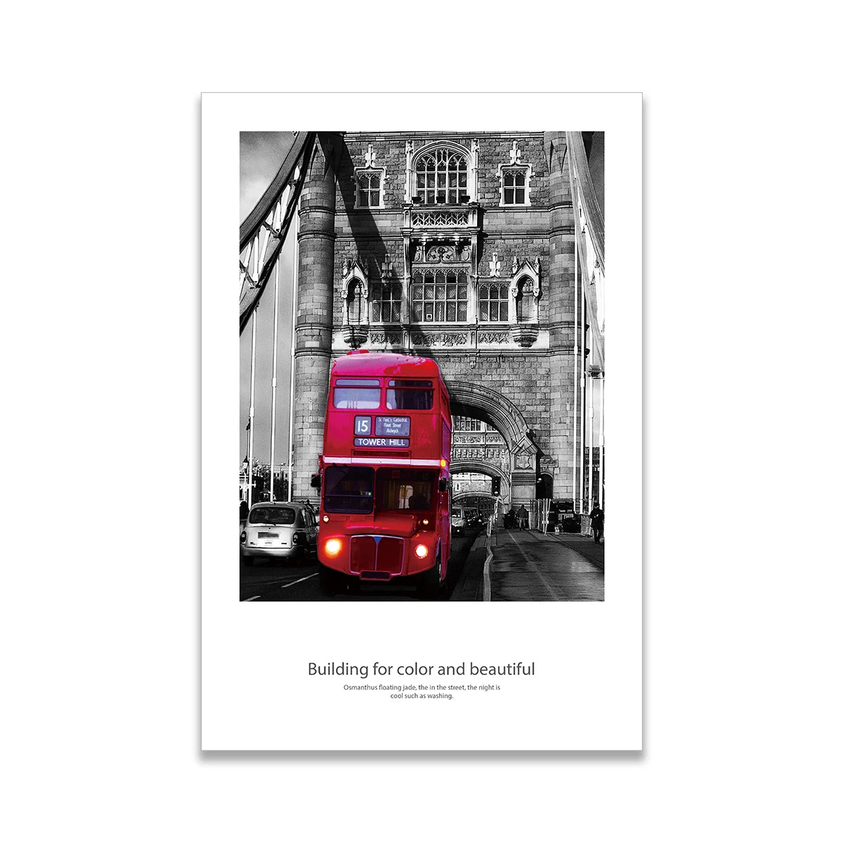 Black and White Landscape Red Bus Canvas Poster Unframed Picture Home Decor Oil Painting on Canvas Posters Wall Art Picture