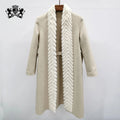 Winter Trend White Real Mink Fur Jacket Cashmere Trench Coat Fashion Women Wool Real Sheep Long Fur Coat