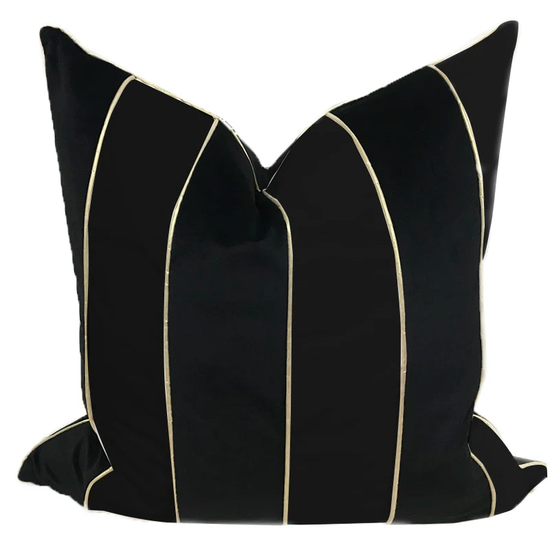 High-Grade Microfiber Square Pillow Classic Black White Stripe Vintage Geometric Digital Print Portable Decorative Throw Pillow