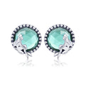 Factory 925 Sterling Silver Light Green Zircon Mermaid Stud Earrings Party Jewelry for Woman Birthday Gift SCE383