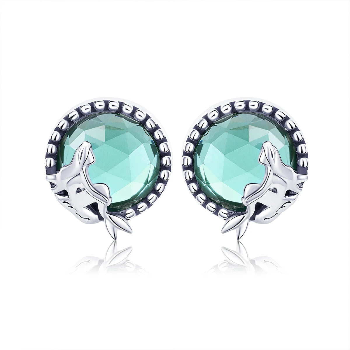 Factory 925 Sterling Silver Light Green Zircon Mermaid Stud Earrings Party Jewelry for Woman Birthday Gift SCE383