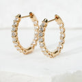 9k/10k/14k/18k Gold Moissanite Diamonds Earrings Hoops DEF VVS 2MM Moissanite Eternity Hoop Earrings Women Fine Jewelry Earrings