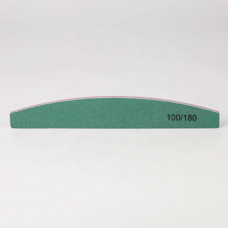 Green Personalized Large Hal-moon 100/100 Finger Manicure Acrylic Custom Logo Printed Nail File 100/180 Grit Professional