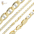 5.5mm FJ Fallon Fashion Jewelry Classic Mariner Rod Link Chains Plated in 14K Gold Two Tone Brass Based