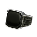 Guaranteed 925 Sterling Silver Rings Antique Turkish Ring Jewellery for Men With Square Black Natural Stones Simple Design