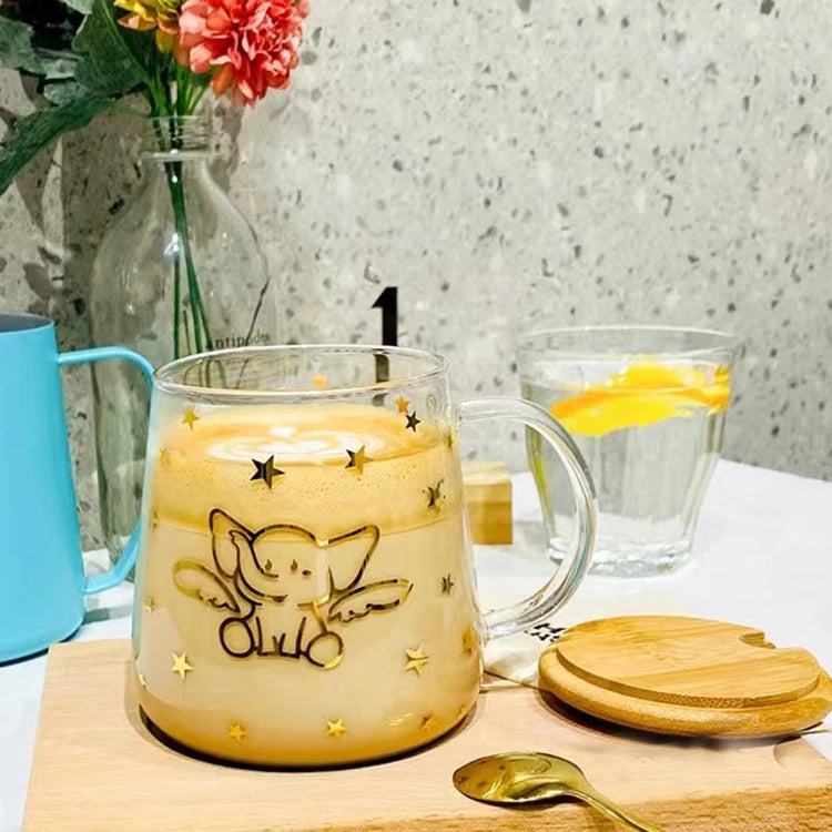 Wholesale Glass Hot/Cold Drinking Glass Mug for Coffee Glass Mug With Elephant Golden Logo Decal Design
