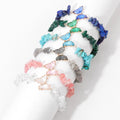 Natural Stone Bracelet for Women Jewelry Anxiety Healing Crystal Elastic Butterfly Charm Irregular Chips Stone Bracelet