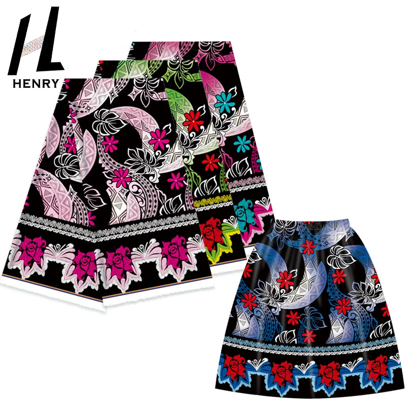 Henry Micronesia Style Chuuk Pohnpei Skirts Mumu Dress Flower Print Polyester Skirt Fabrics for Garment