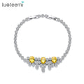 LUOTEEMI Women Bride Wedding Bangles Multicolor Large Pear Cut Cubic Zirconia CZ Flower Bracelet