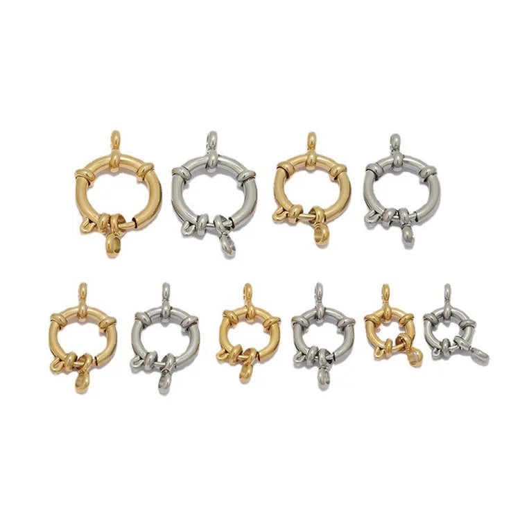 S1199 18K Gold Plated Stainless Steel Round Spring Ring Clasp Hot Sale Buckle Closure for Bracelets & Necklaces 14mm Size