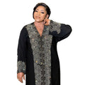 Women's Linen Open V-Neck Abaya Dubai Engros Rhinestone Engros Loose Fit Muslim Dress for All Seasons