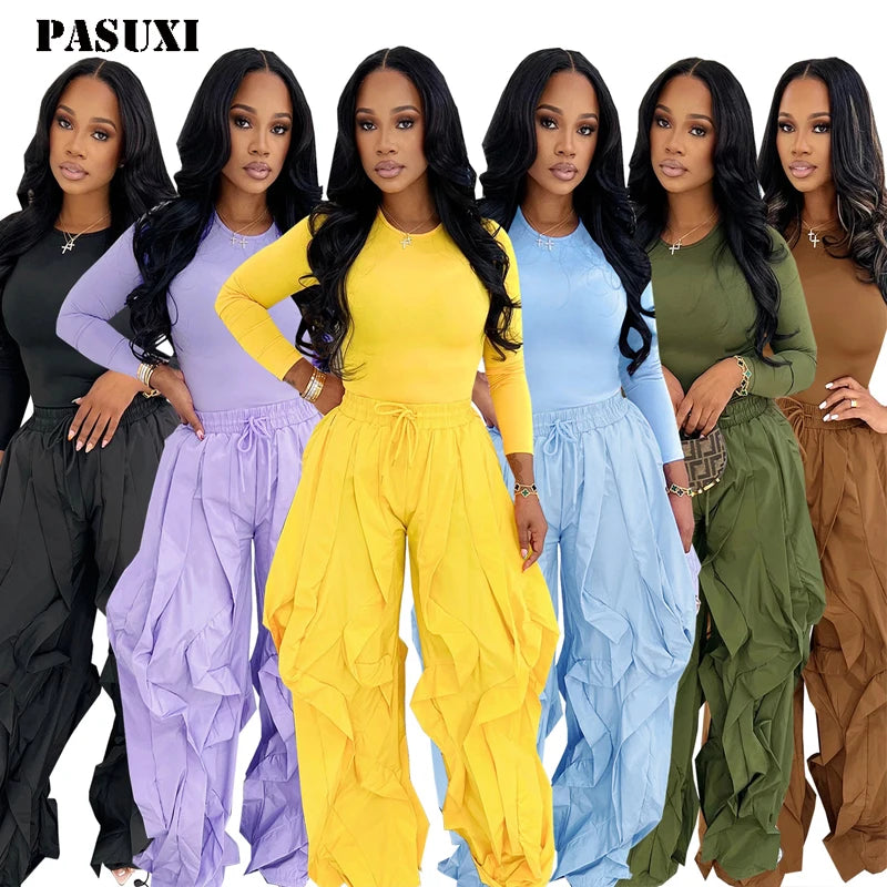 PASUXI Wholesale Women's Track Suit Gym Sets 2 Piece Polyester Training Suits Long Sleeve Casual Sportswear