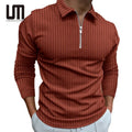 OEM Hot Selling Men's Casual Long Sleeve Zipper T-Shirts Plus Size 5XL Stripe Design Wholesale