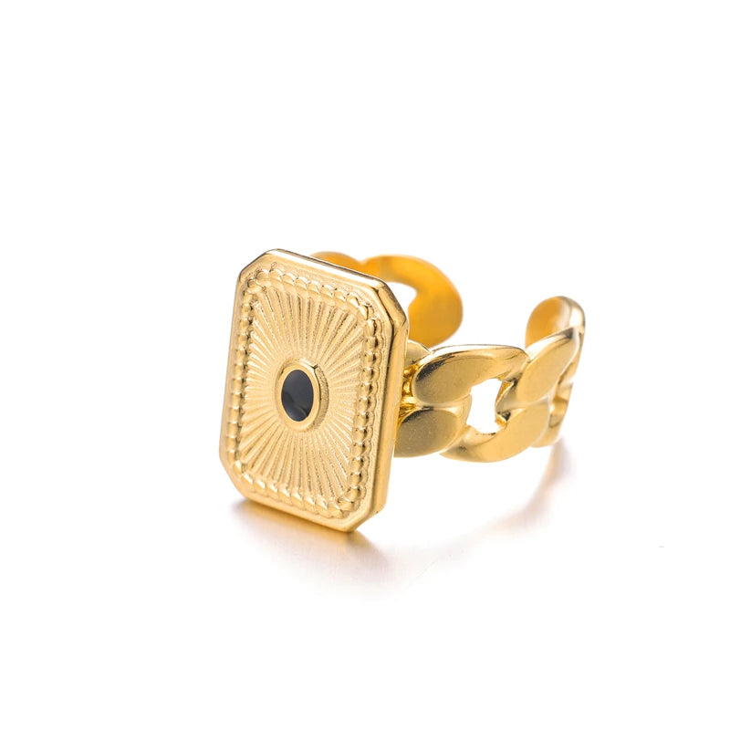 2023 Women Ins square Waterproof Natural Stone square Finger Jewelry Rings