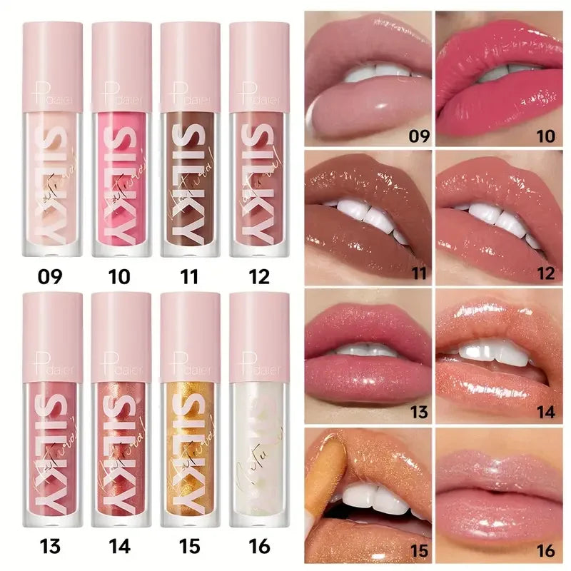 Private Label Long Lasting Hydrating Non-stick Cup 16 Colors Lip Gloss Set Wholesale Waterproof Shimmer Lip Stain