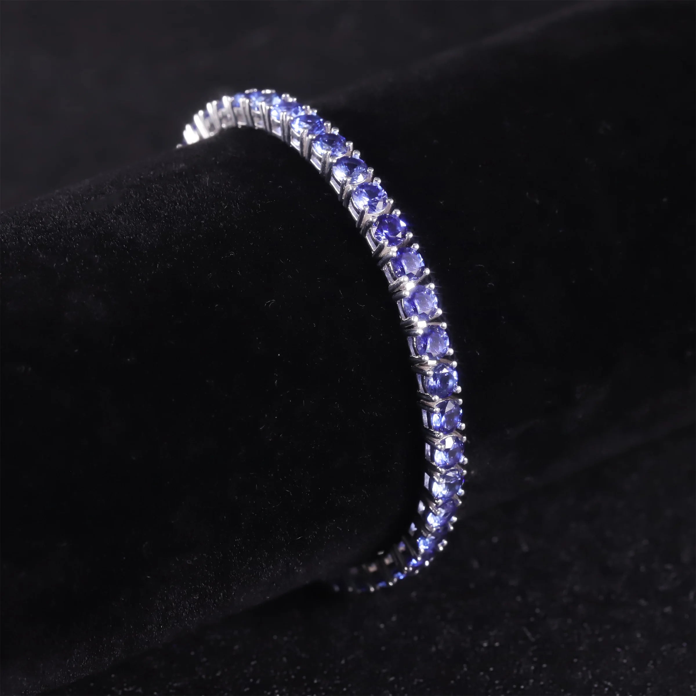 925 Silver Jewellery Bracelet Light Blue Gemstone Silver Rhodium Plated Lab Grown Sapphire Wholesale Tennis Chain Bracelet