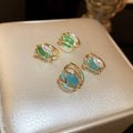 Opal Diamond Tulip Flower Earrings Korean Light Luxury Niche Design Ear Buckle Ear Clip Elegant Earrings Women