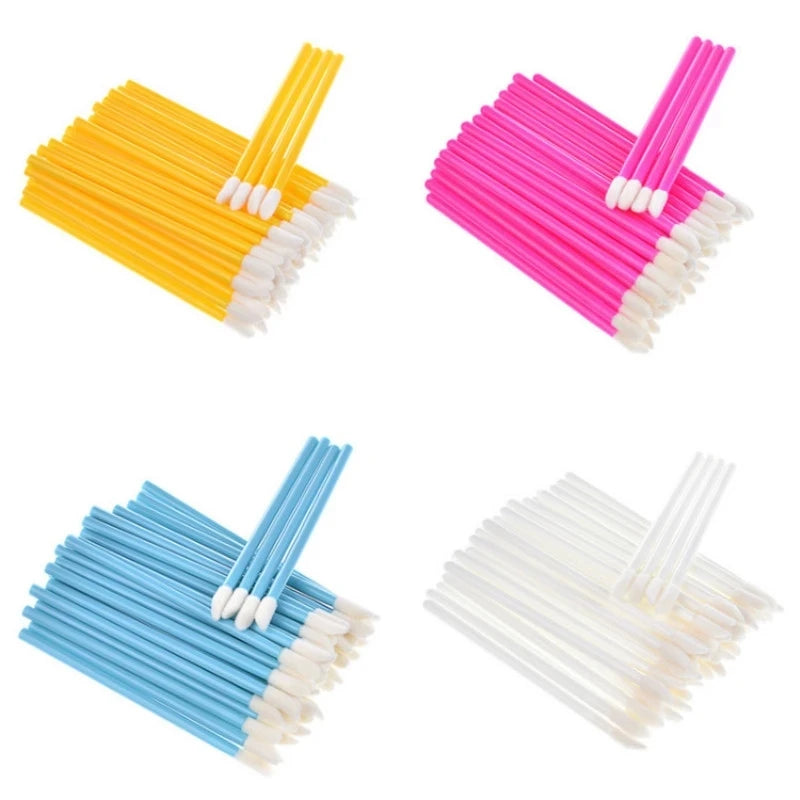 High Quality Pink Disposable Lip Gloss Applicator Wands Lip Brush Gloss Lipstick Cleaners Makeup Tool Eyelash Extension 50ps/bag