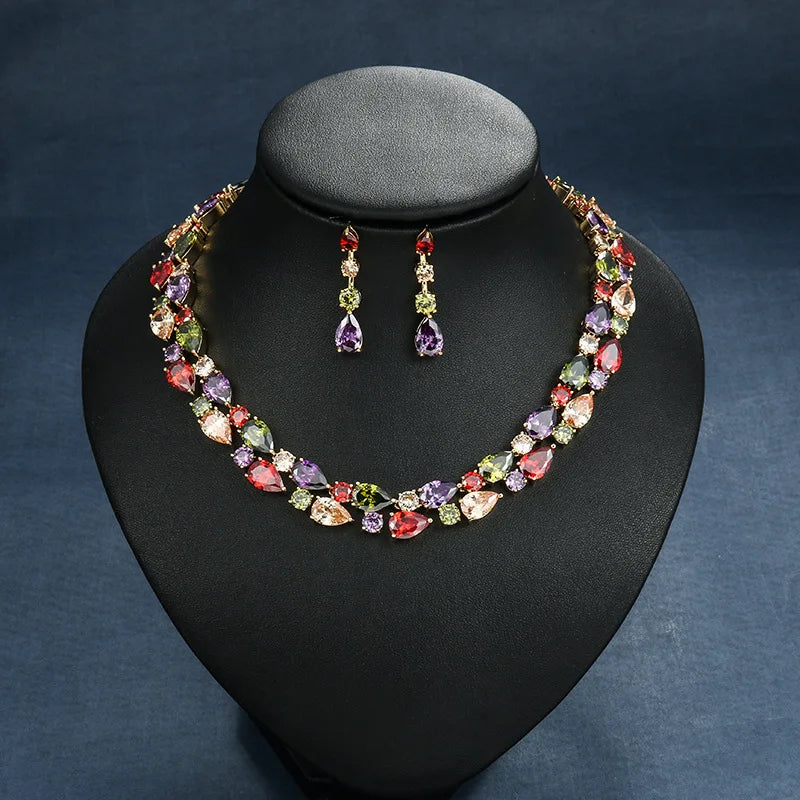 Genya Zircon Necklace Jewelry Set Crystal Bridal Jewelry Accessories Evening Party Prom Jewelry Set