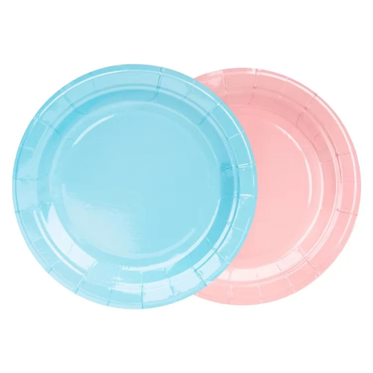 6 Inch Paper Plates Ideal for Birthday Party Retirement Gender Reveal Disposable Dinner and Dessert Plates Blue and Pink PP241