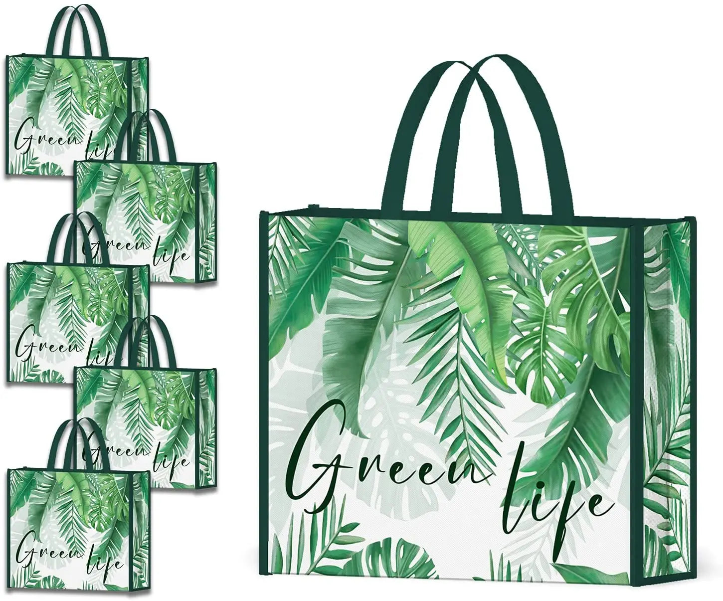 Ruthbag Reusable Non-Woven Handled Medium Size Grocery Tote Bag Washable Letter Pattern