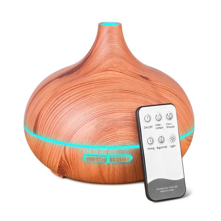Kinscoter Newest 500ml Remote Control Electric Aromatherapy Essential Oil Wood Grain 7 Led Color Air Humidifier Diffuser