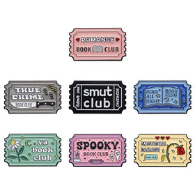 Book Club Metal Plated Soft Enamel Pins Custom Romance Vintage Stamp Brooches Lapel Badges Funny Gift