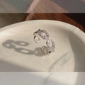 OEM Leaf Pearl Curba Adjustable Engagement Ring Heart Shape CZ Diamond Wedding Ring for Girl